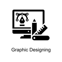Graphic Designing vector Solid Icon Design illustration. Educational Technology Symbol on White background EPS 10 File
