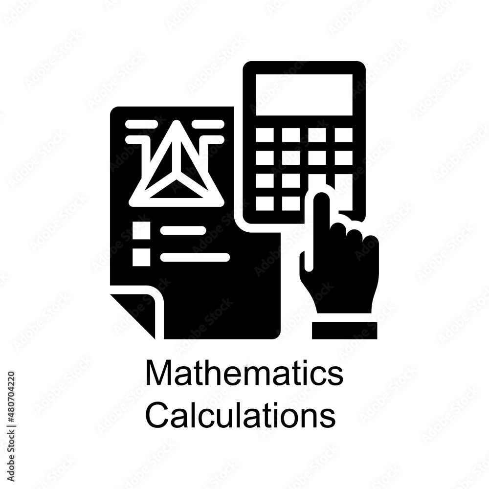 Poster mathematics calculations vector solid icon design illustration. educational technology symbol on whi