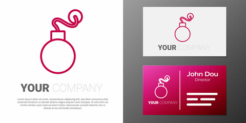 Logotype line Bomb ready to explode icon isolated on white background. Logo design template element. Vector