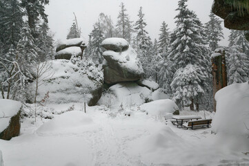 Weismain Felsen, Winter am Ochsenkopf, Fichtelgebirge, Oberfranken