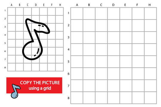 Vector illustration of grid copy picture educational puzzle game with doodle note