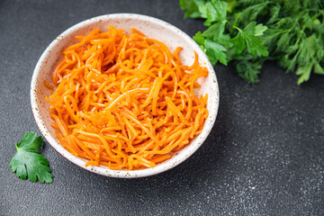 carrot salad vegetable beta carotene fresh healthy meal food snack on the table copy space food background rustic 