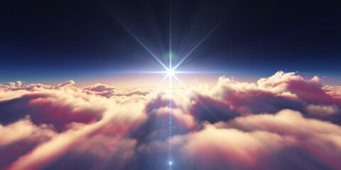 above clouds sunrise sun ray illustration