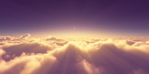 Fototapeta premium above clouds sunrise sun ray illustration