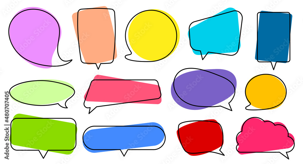 Poster set of empty speech bubbles of different shapes.