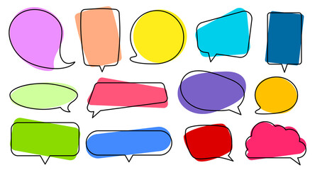 Set of empty speech bubbles of different shapes.
