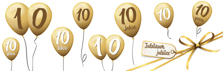 jubilee balloons 10 years - obrazy, fototapety, plakaty