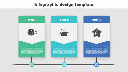 Set Fish hedgehog, Crab and Starfish. Business infographic template. Vector