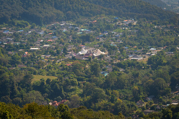 Fototapeta na wymiar Beautiful Landscape from viewpoint of Wat Thaton temple is a Buddhist ancient temple.
