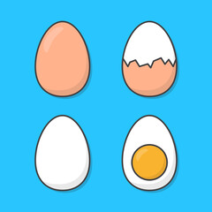 Eggs Vector Icon Illustration. Chicken Boiled Eggs Food Flat Icon