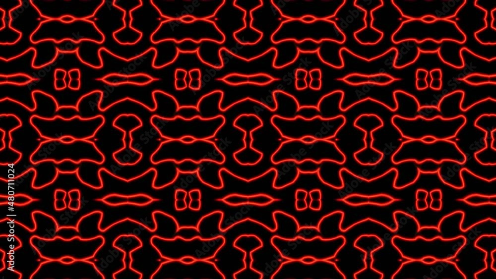 Poster abstract red geometric seamless pattern background. abstract stripes kaleidoscope loop. fast psyched