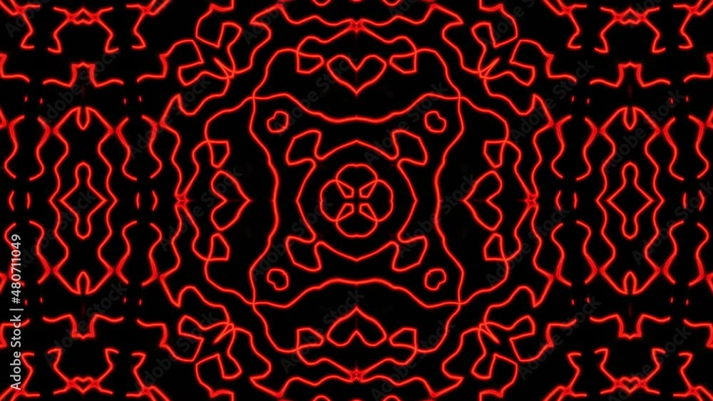Poster abstract red geometric seamless pattern background. abstract stripes kaleidoscope loop. fast psyched
