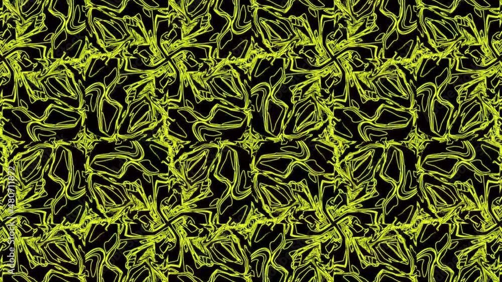 Poster abstract yellow geometric seamless pattern background. abstract stripes kaleidoscope loop. fast psyc