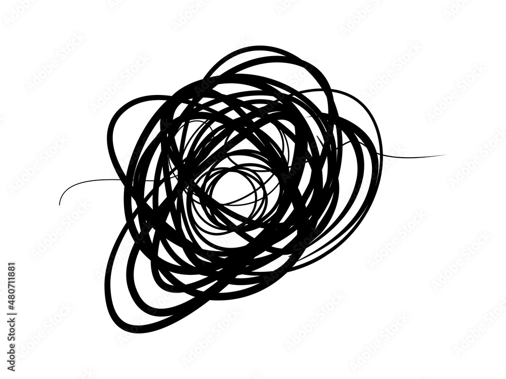 Poster hand drawn scribble sketch circle object. tangled grungy round scribble. isolated on white backgroun