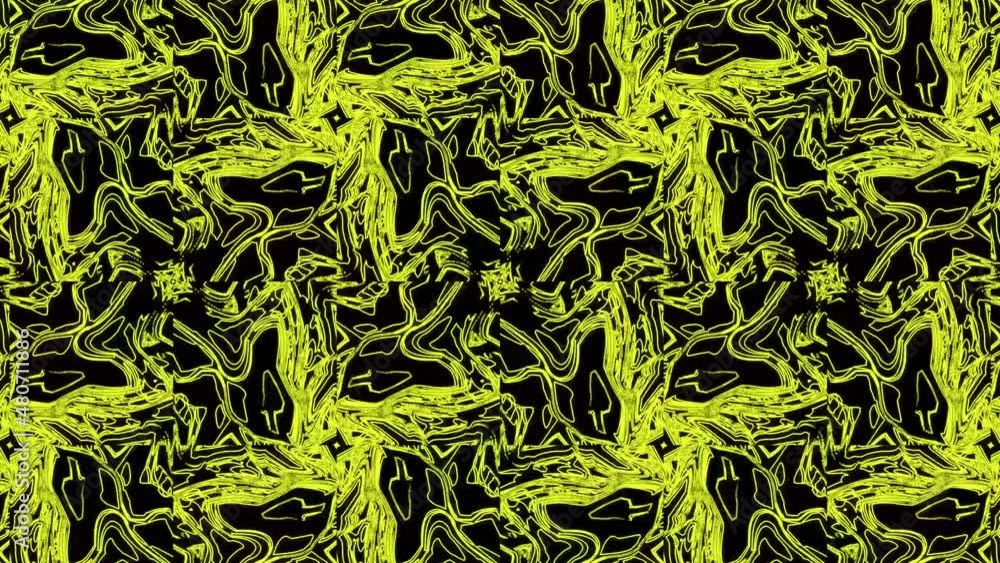Poster abstract yellow geometric seamless pattern background. abstract stripes kaleidoscope loop. fast psyc