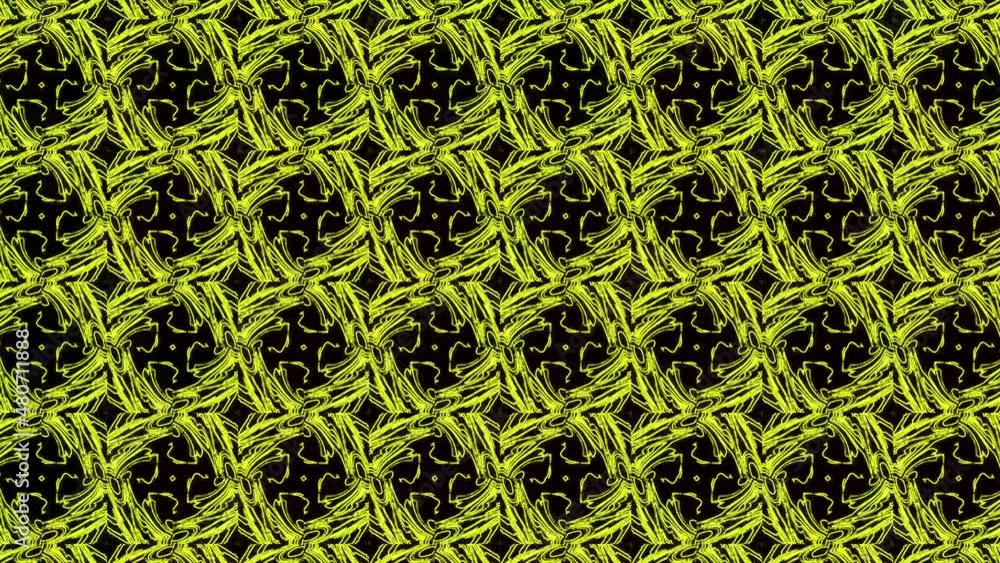 Poster abstract yellow geometric seamless pattern background. abstract stripes kaleidoscope loop. fast psyc
