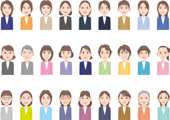 コミカルなビジネスウーマンたちのバストアップ　セット