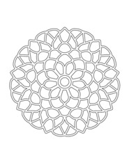 Mandala Coloring book art, Anti-stress coloring page for adults, Adult coloring pages, Round mandala coloring pages, Pattern coloring pages, Mandala simple easy and basic round floral art.