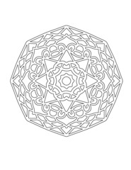 Mandala Coloring book art, Anti-stress coloring page for adults, Adult coloring pages, Round mandala coloring pages, Pattern coloring pages, Mandala simple easy and basic round floral art.
