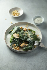 Homemade Caesar salad with chicken