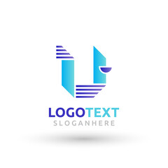 letter V logo. V stroke logo. V blue logo