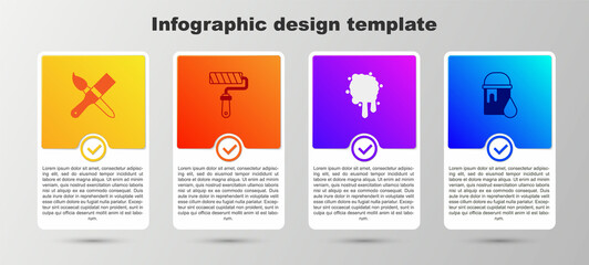 Set Paint brush, roller, spray and bucket. Business infographic template. Vector