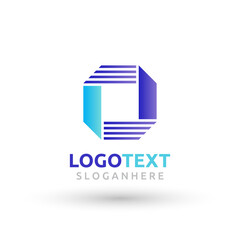 letter O logo. O stroke logo. O blue logo