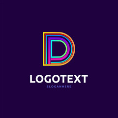 Fototapeta premium D letter colorful logo abstract design. D alphabet logo