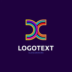 X letter colorful logo abstract design. X alphabet logo