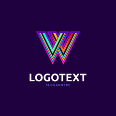 W letter colorful logo abstract design. W alphabet logo