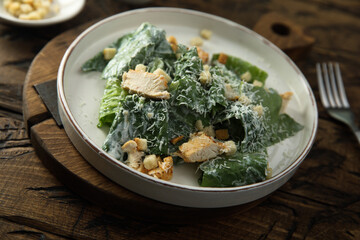 Homemade Caesar salad with chicken