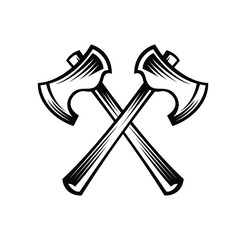 axe cross with a retro engraved style.