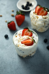 Homemade yogurt dessert with strawberry