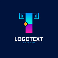 T letter colorful logo abstract design. T alphabet logo
