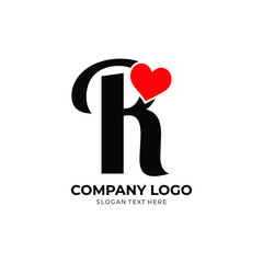 R letter logo with heart icon, Happy Valentines initial R logo, Valentines Day greeting card banner logo template