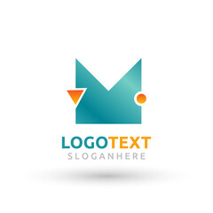 letter M logo. shape logo. blue geometric logo