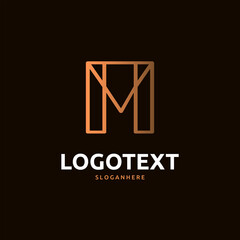 Fototapeta premium M letter golden logo abstract design. M alphabet golden logo