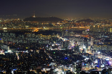 서울의 밤, 관악산 야경, Mountain Gwan-ak, night of Seoul, Republic of Korea