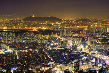 서울의 밤, 관악산 야경, Mountain Gwan-ak, night of Seoul, Republic of Korea