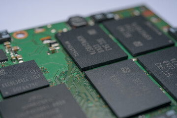 elektronischer Chip Nahaufnahme, Mikrochip Detail	