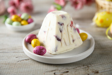 Traditional Russian Easter dessert with dried fruits