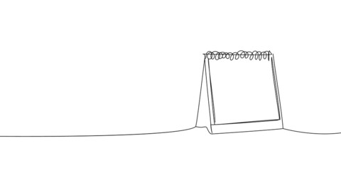 Loose-leaf calendar continuous line drawing. One line art of calendar, memorable date, countdown, holiday, weekday and weekend. © sahs94