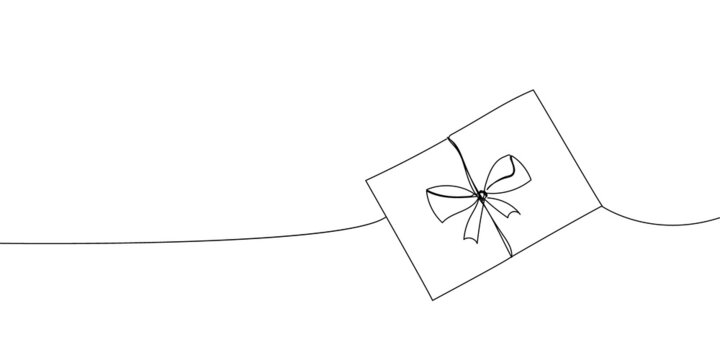 recommend clip art: Envelope with ribbon and bow continuous line drawing. One line art of love letter, note, papyrus, antique, retro, correspondence, news.