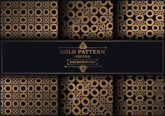 Collection gold and black seamless pattern background