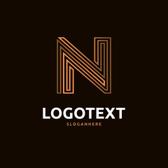 N letter golden logo abstract design. N alphabet golden logo