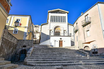 Fototapeta na wymiar Facade of the church of Buonalbergo, a mountain village in the province of Benevento, Italy.