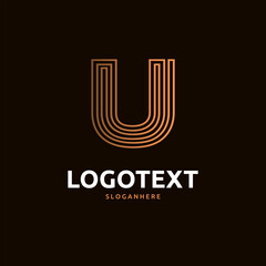 U letter golden logo abstract design. U alphabet golden logo