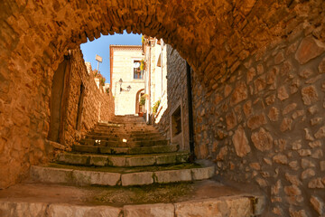 A street among the characteristic houses of Buonalbergo, a mountain village in the province of...