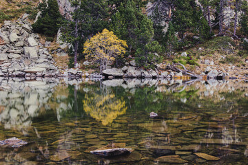 Fototapeta na wymiar Lake reflections in the mountains