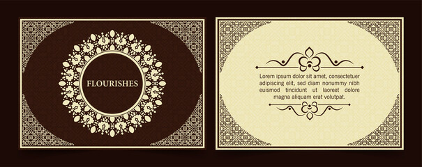 Vintage ornament greeting card vector template